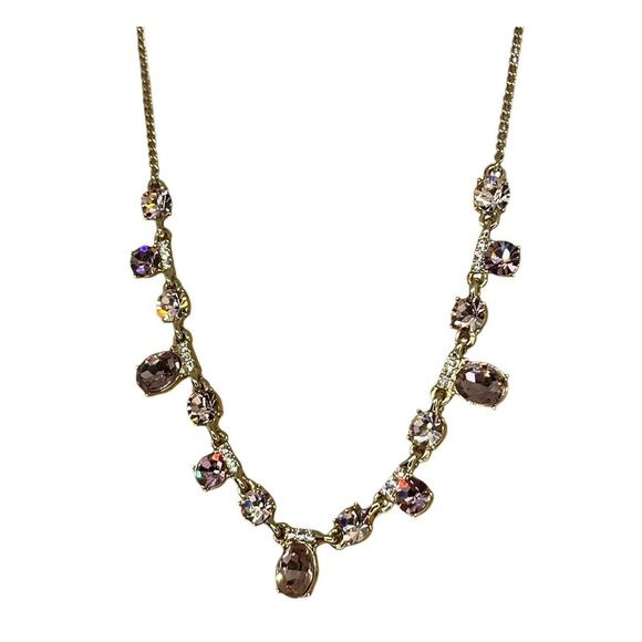 Givenchy Gold Tone Necklace Luxury Crystal Frontal Style Trendy Designer Chic - Picture 7 of 15